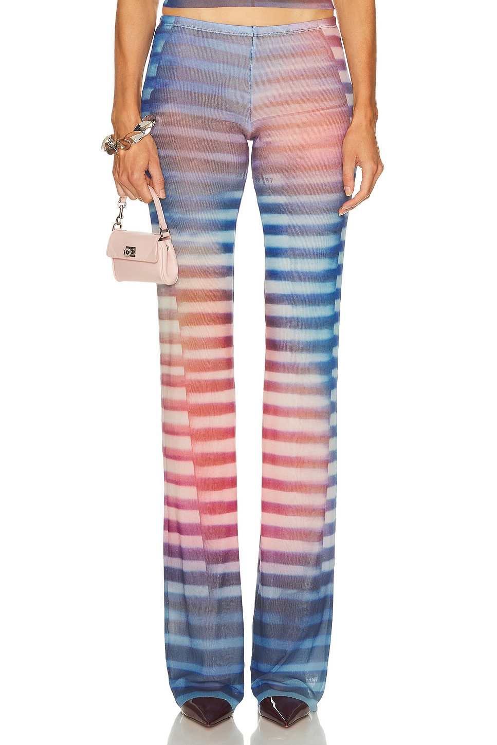 Jean Paul Gaultier Air Trouser in Light Blue  Blue  & Peach - Blue,Peach.  XS also in