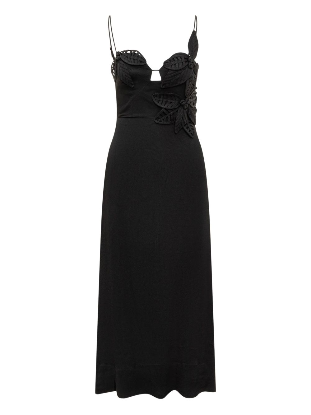 Lace-embellished slip dress - Black