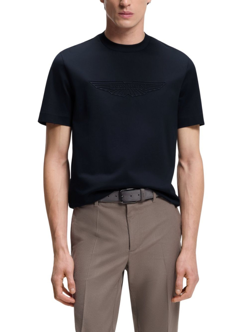 Dark Blue Solid Crew Neck T-Shirt