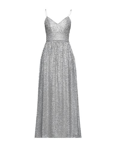 Woman Maxi dress Silver Size 8 Polyester