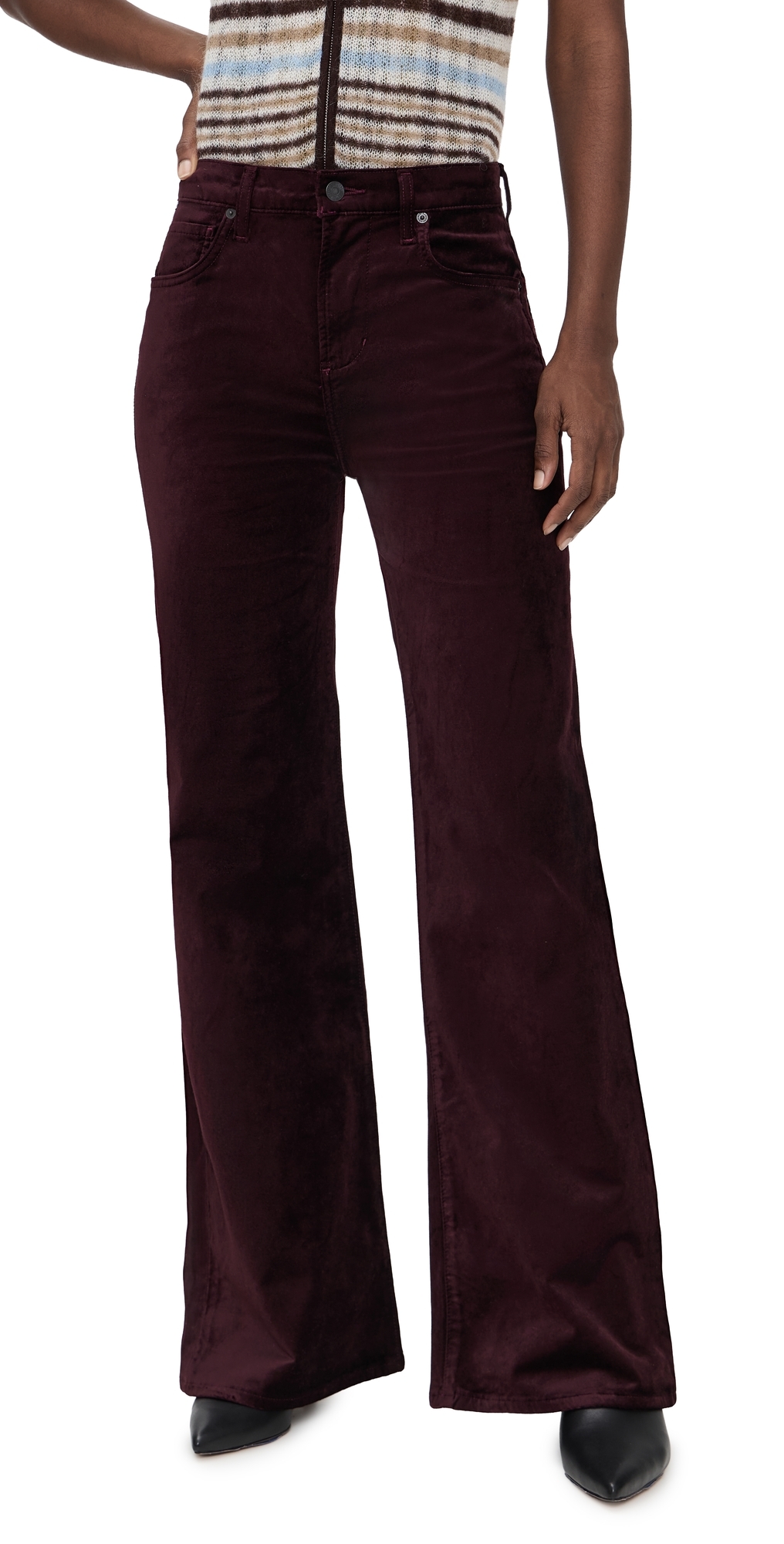 Kimberly Velvet 70's Flare Pants Burgundy
