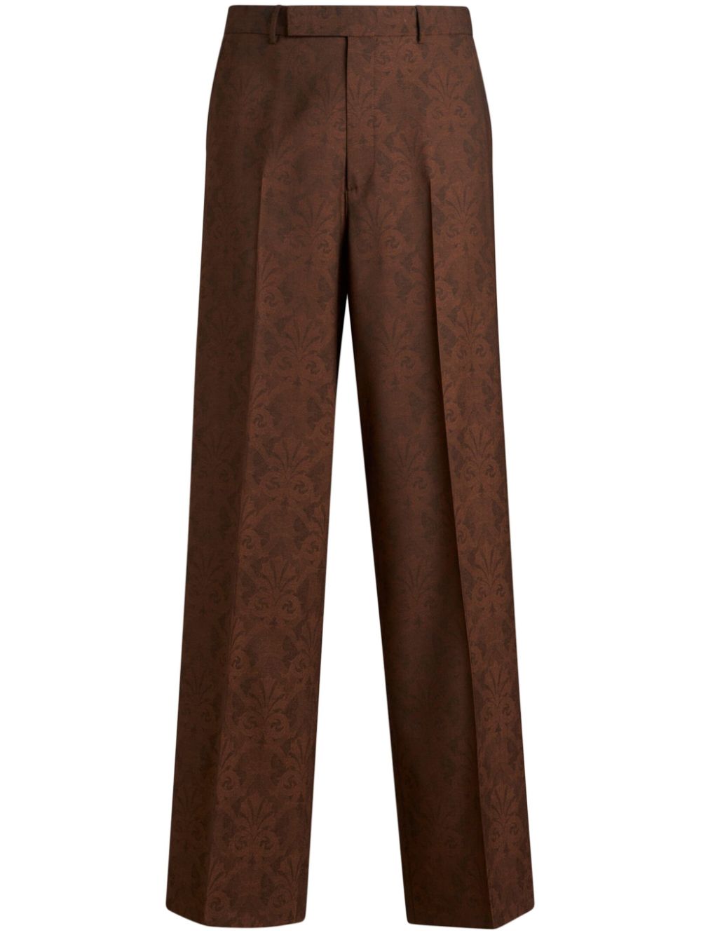 Jacquard straight-leg trousers - Brown