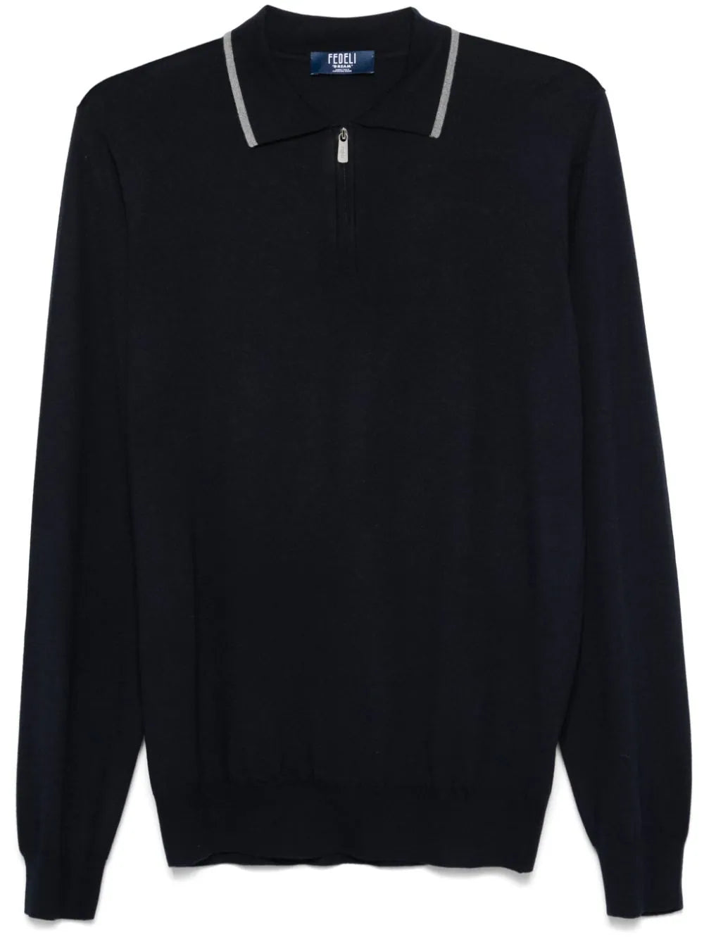Fine-Knit Virgin Wool Polo — Navy