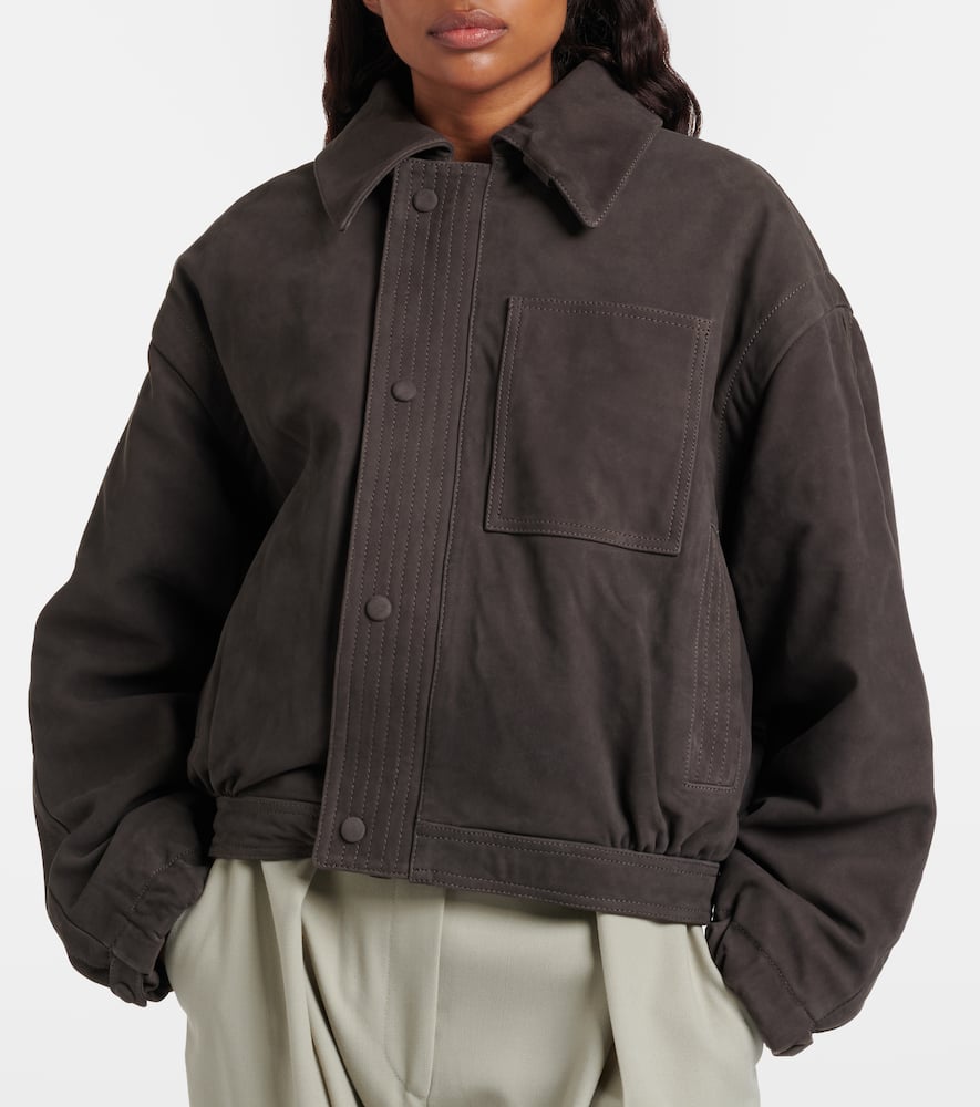 Shearling-trimmed suede blouson jacket