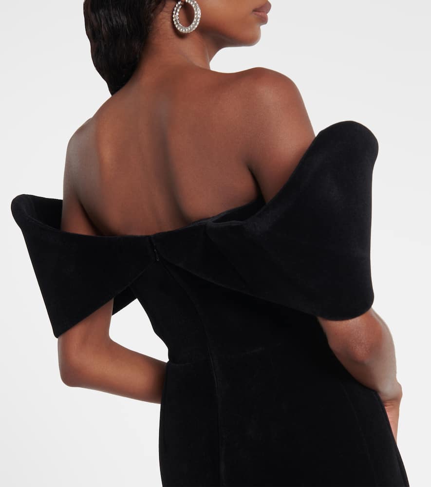 Off-shoulder velvet minidress