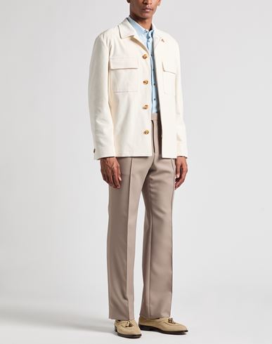 Man Jacket Ivory Size L Cotton, Elastane