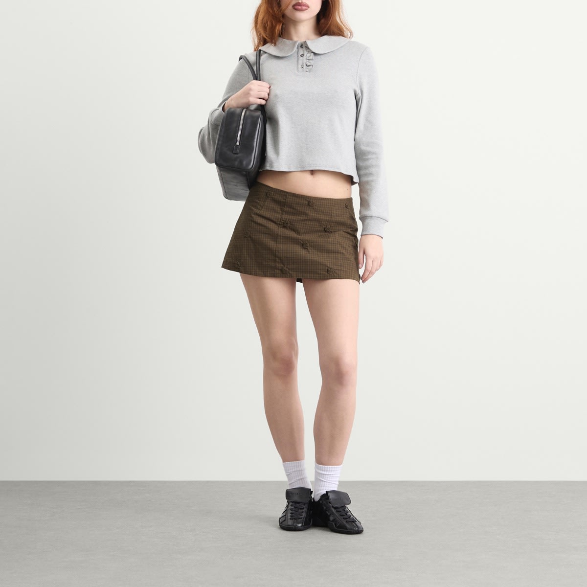Women's Rosette Mini Skirt in Ivy Check