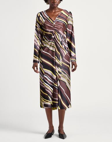 Malìparmi Woman Midi dress Chocolate brown Size 14 Polyester, Elastane