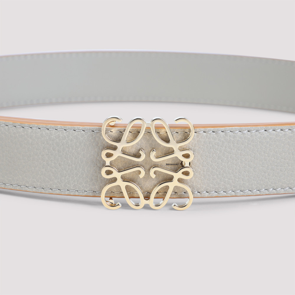 Beige Golden Logo Buckle Belt
