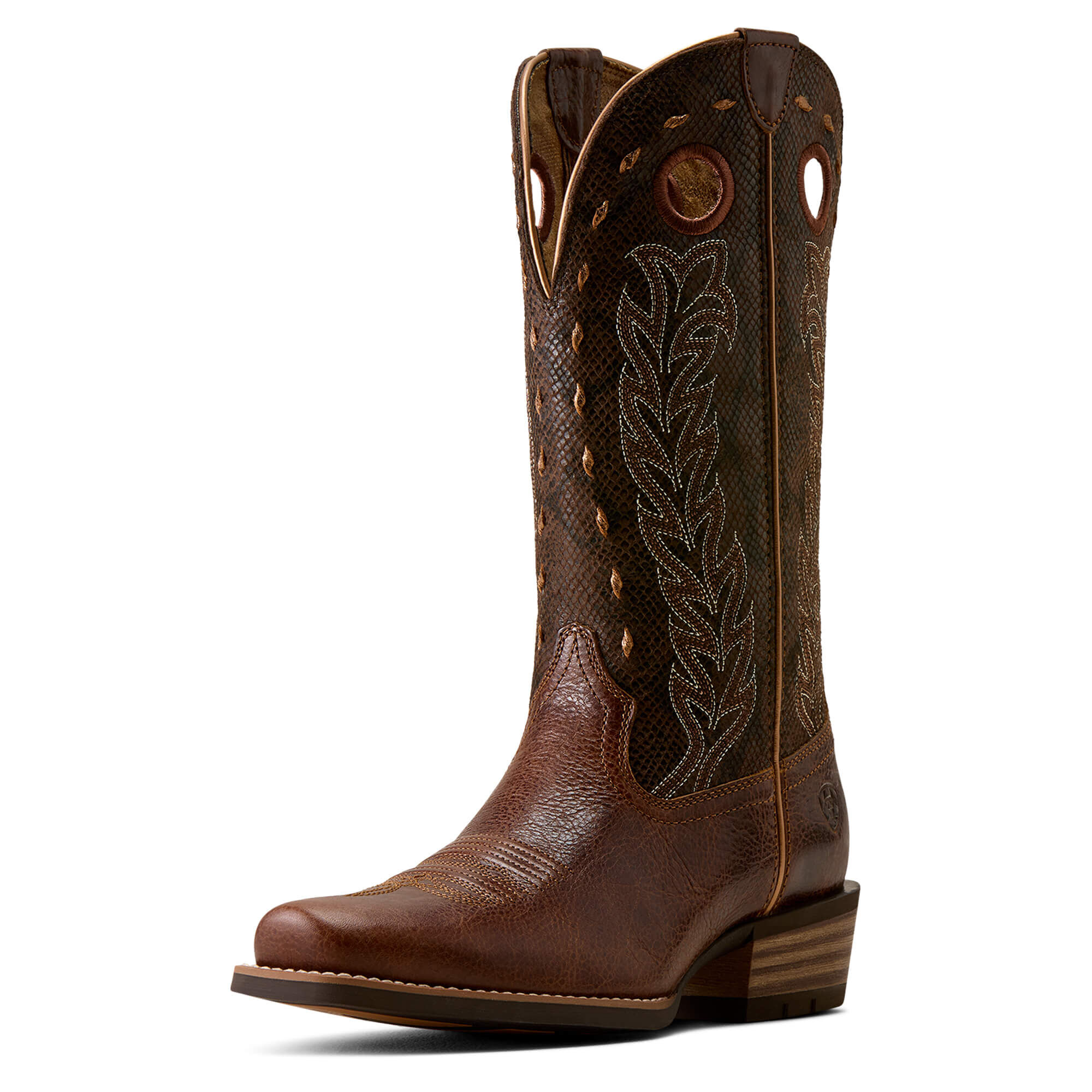 Women's Lucera Narrow Cutter Toe Western Boot in Deepest Tan Chocolate Snake Print, B Medium Width, Size 3, by