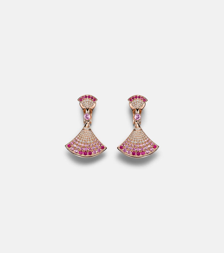 Bvlgari Divas' Dream 18kt gold earrings with pink sapphires and rubies, diamonds