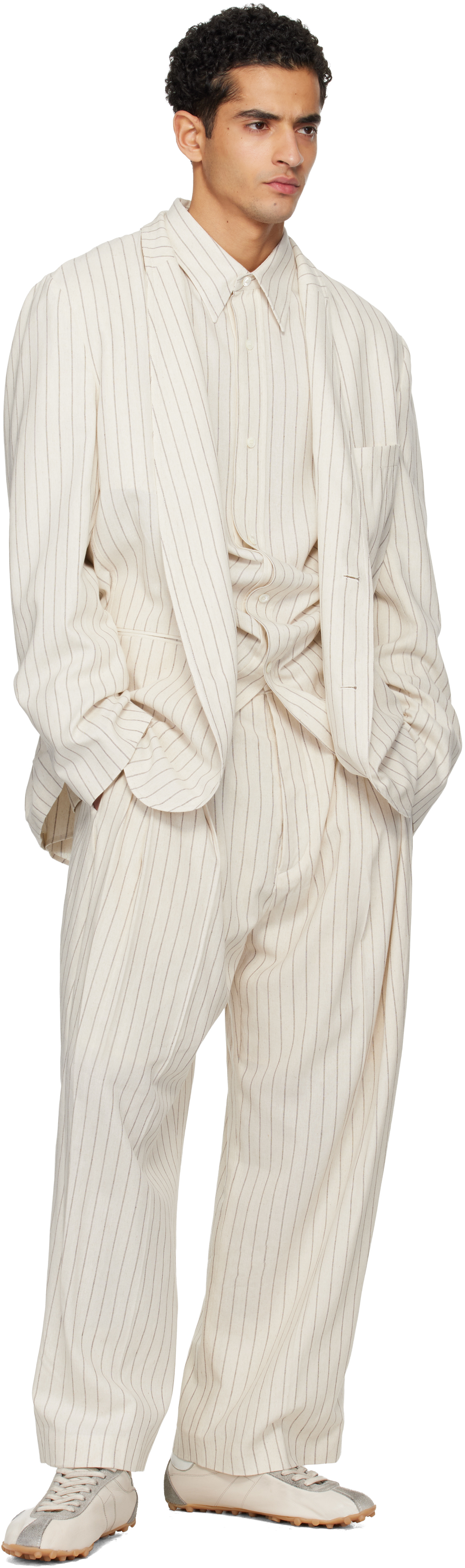 Off-White Pinstripe Trousers