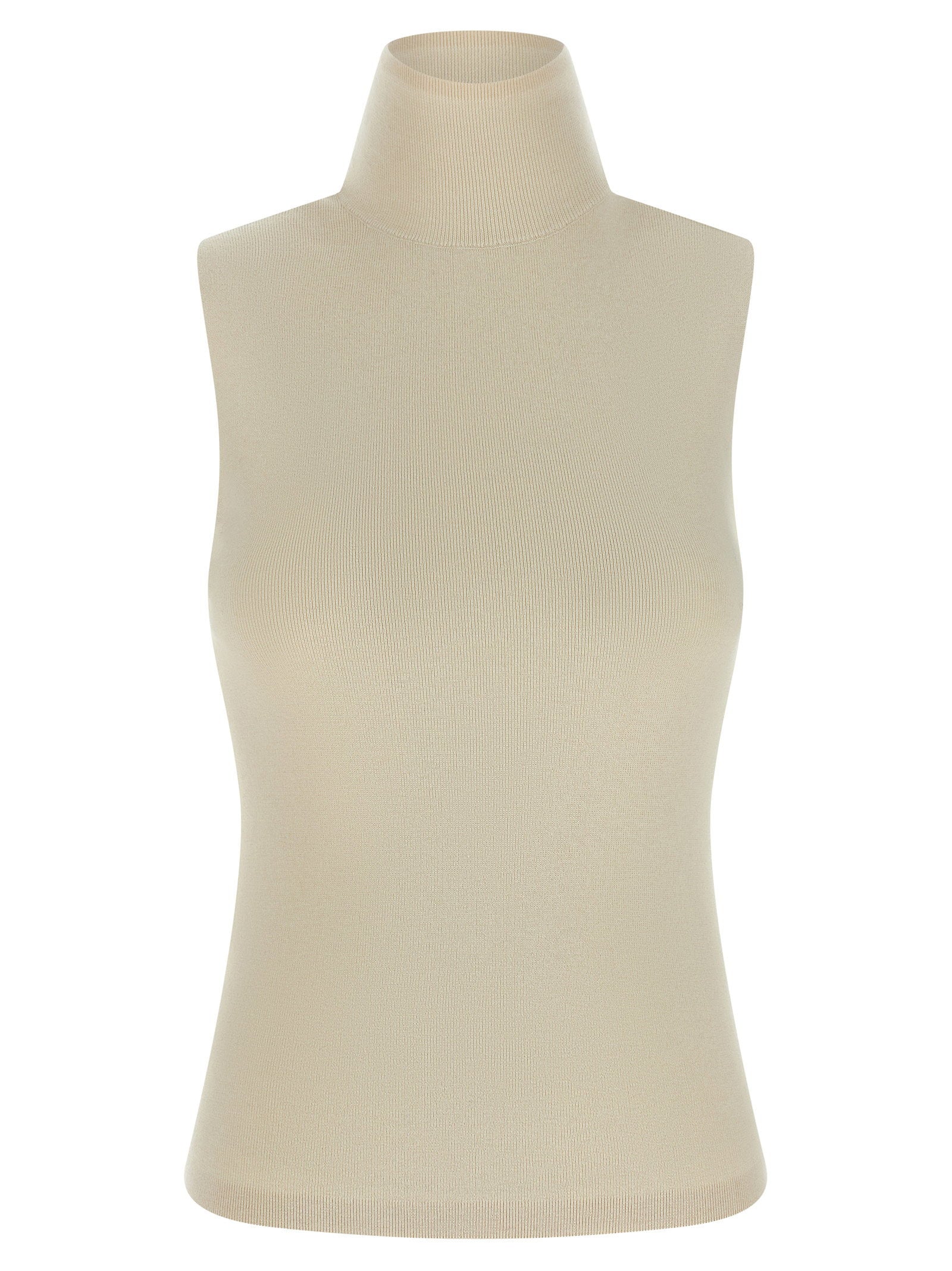 Ribbed Cashmere-Cotton Blend Tank Top — Cream