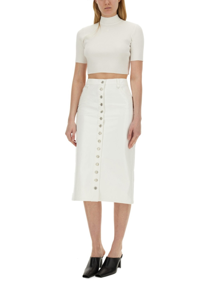 White Solid Mock Collar Top