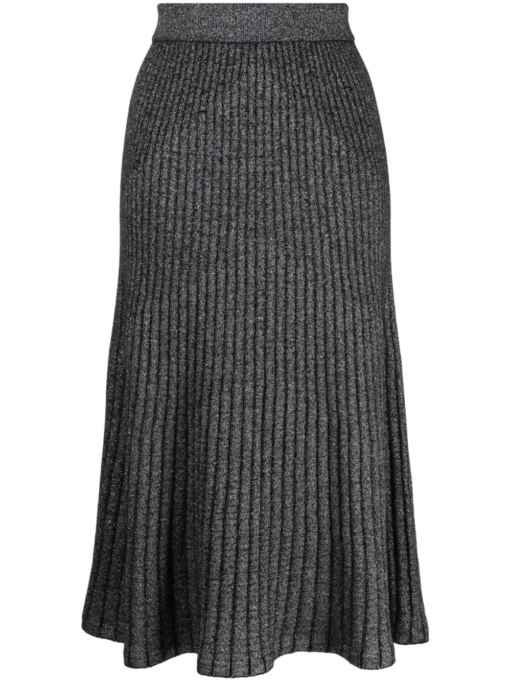 Pleated cashmere midi skirt - Black