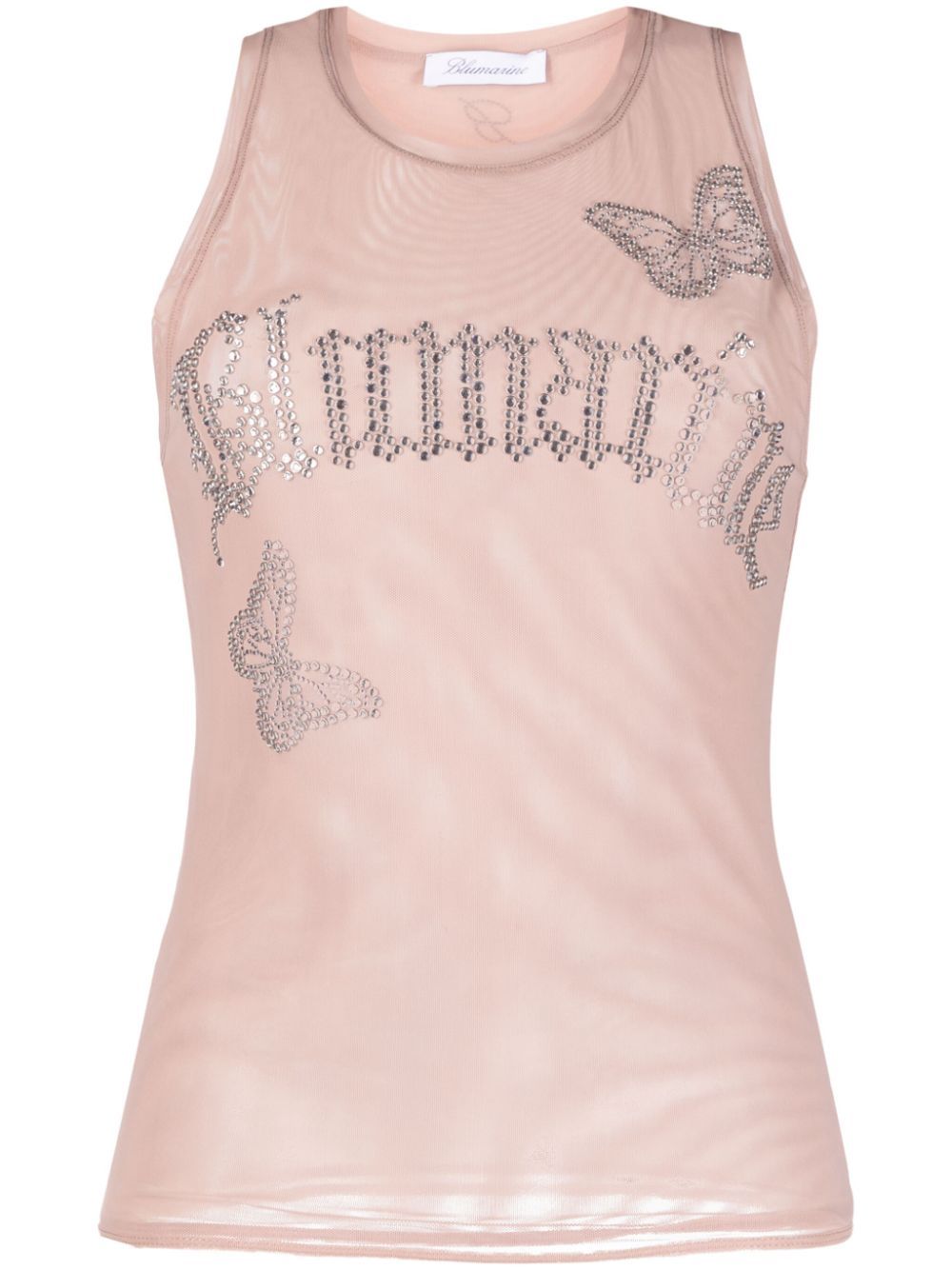 Logo-embellishment mesh tank top