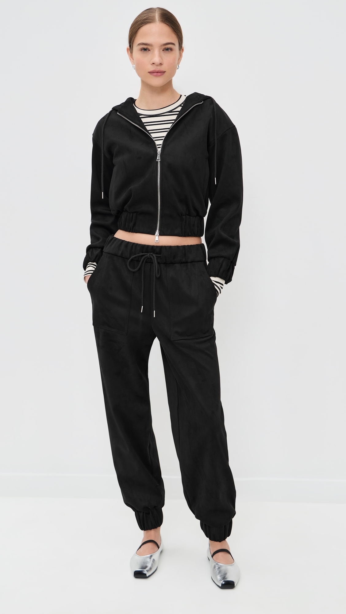 Mabel Faux Suede Hoodie Feather Grey