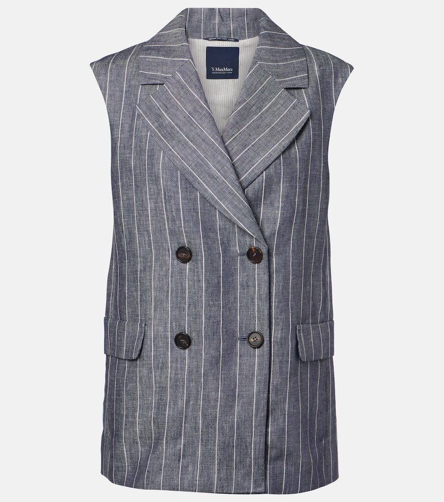 Ballo pinstripe double-breasted linen vest