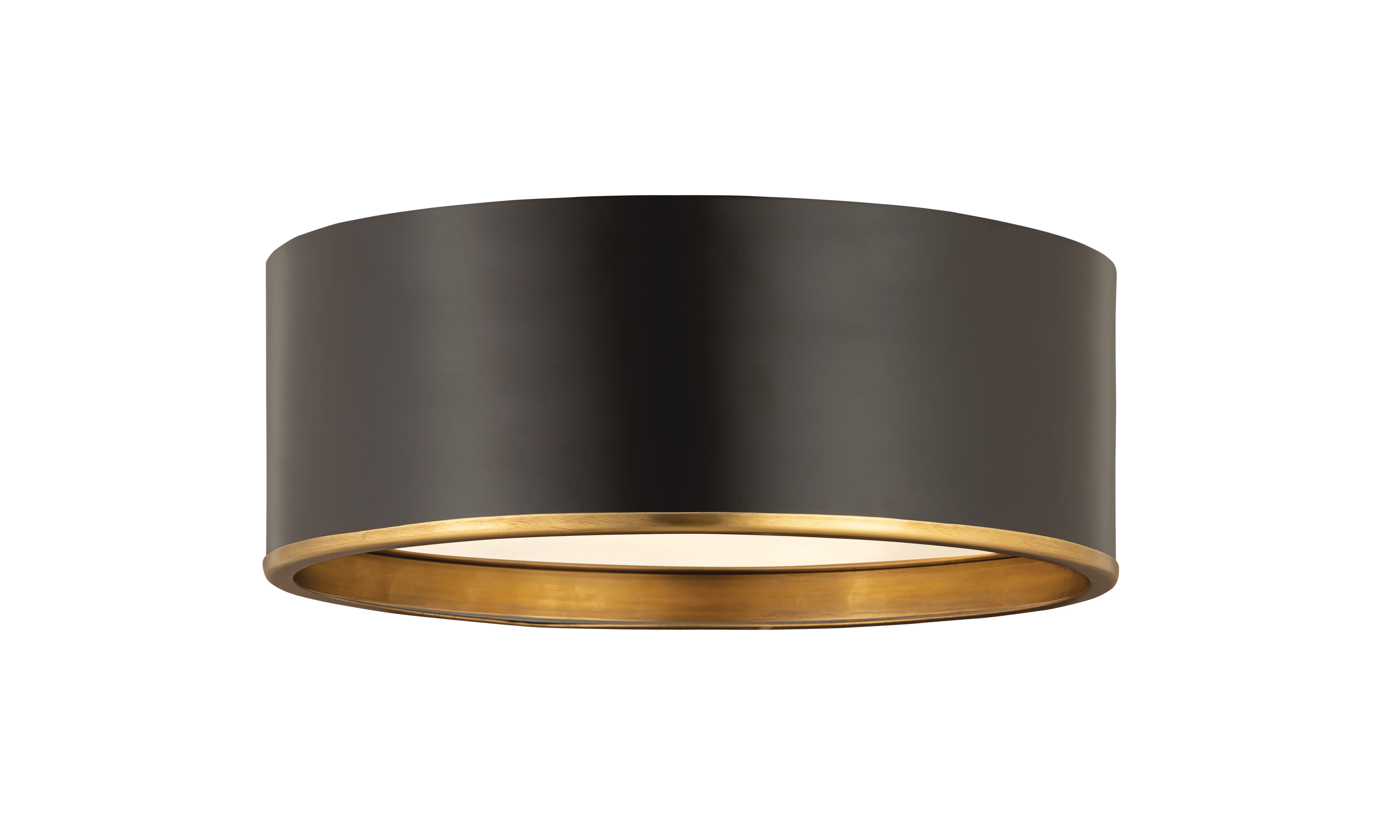 Arlo 3-Light Flush Mount Ceiling Light In Matte Black With Rubbed Bra