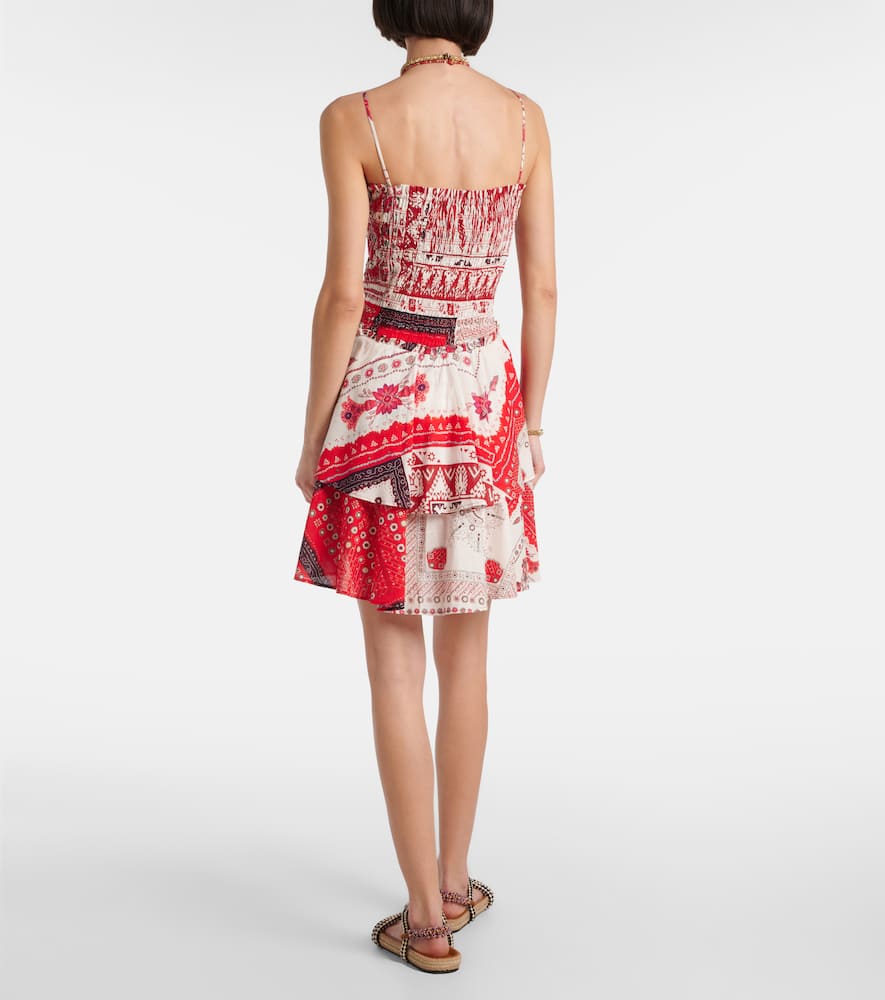 Anka shirred printed cotton minidress