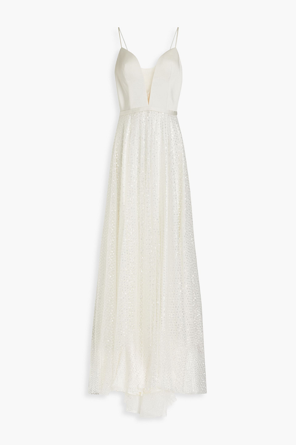 Skyla embellished tulle-paneled satin bridal gown - White - UK/AU 16