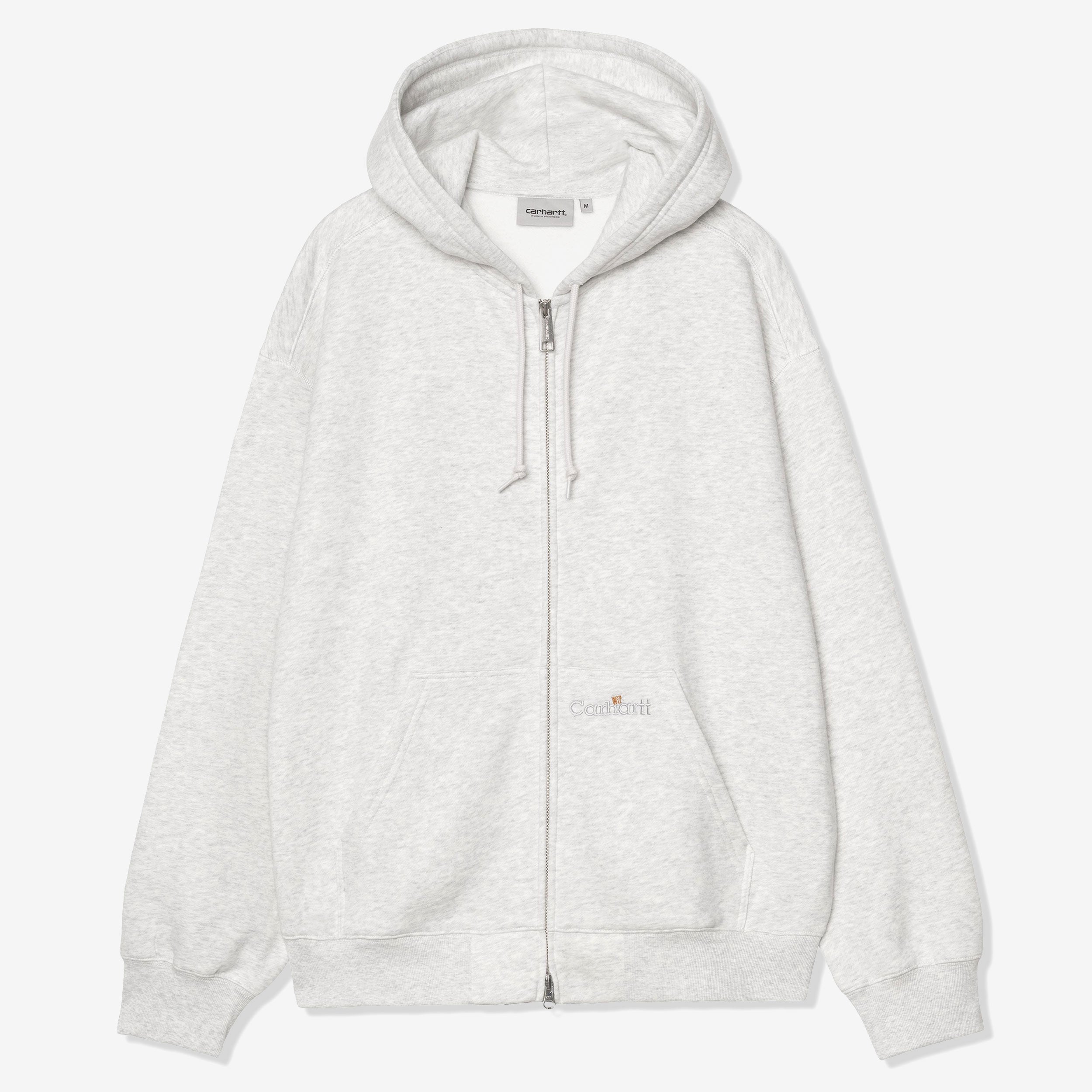 Carhartt WIP Hooded WIP Label Sweat Jacket - Ash Heather - unisex