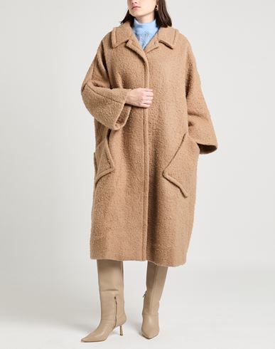 Woman Coat Camel Size 0 Mohair wool, Virgin Wool, Polyamide