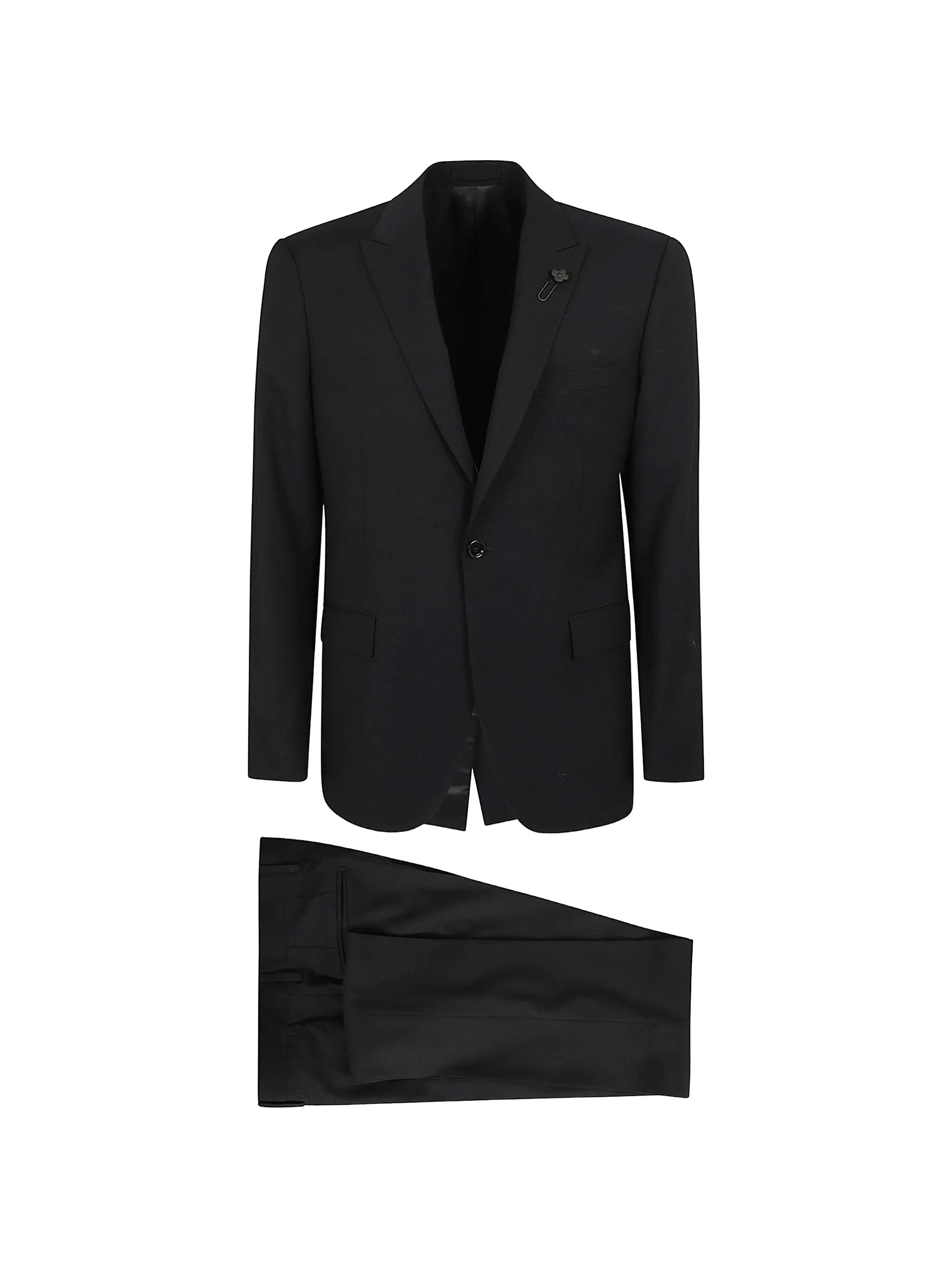 Men's Single-Breasted Wool-Lyocell Suit Jacket with Chest Pocket and Buttoned Cuffs