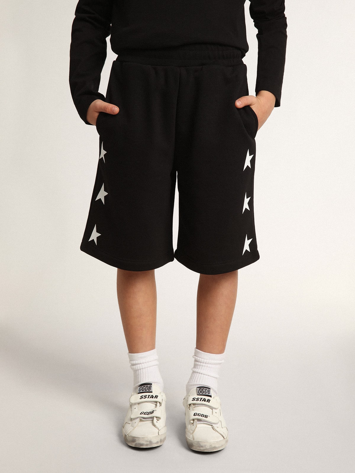 Golden Goose - Boys’ Black Bermuda Shorts With White Star