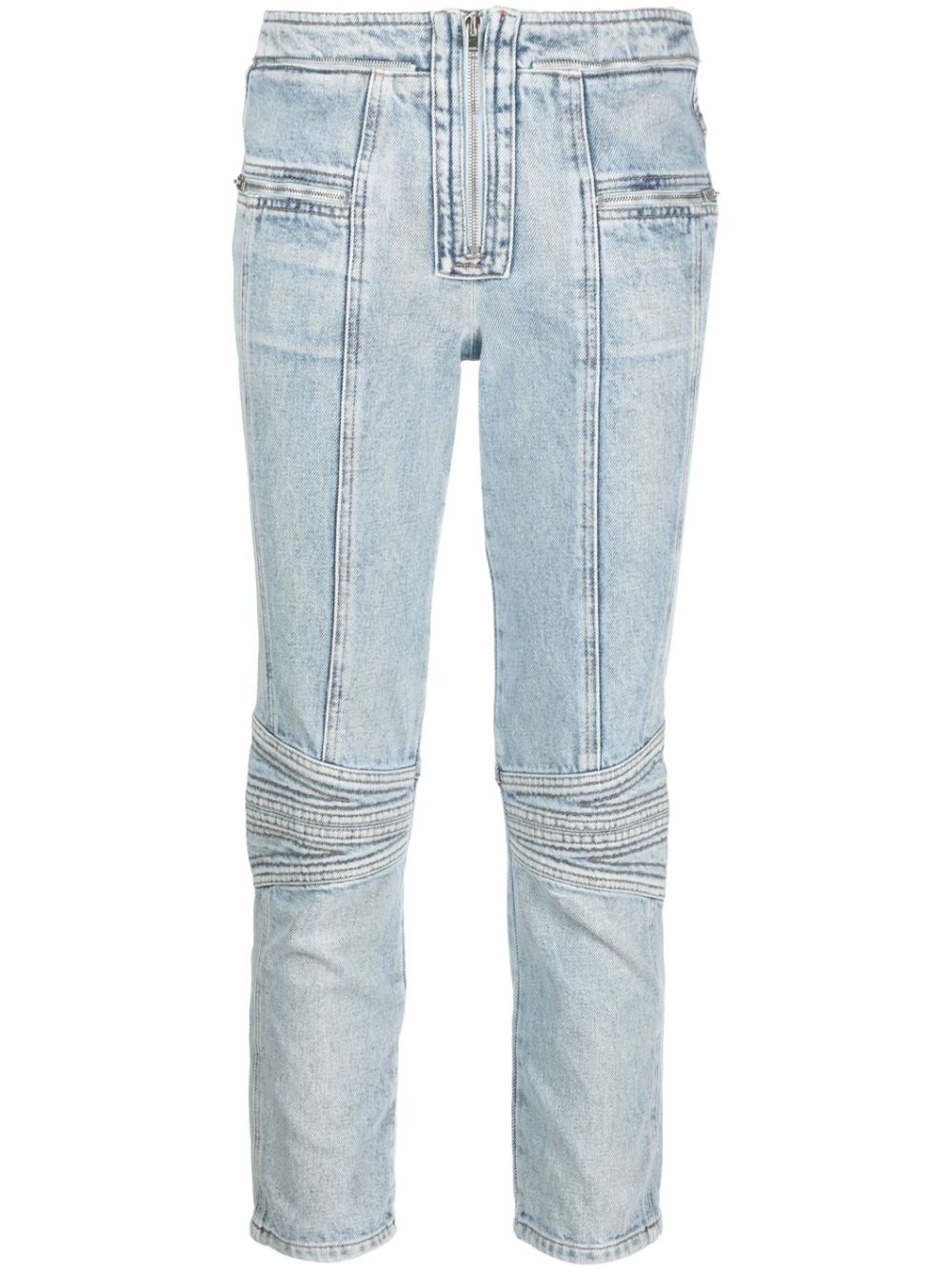 Zip-embellished cropped jeans - Blue
