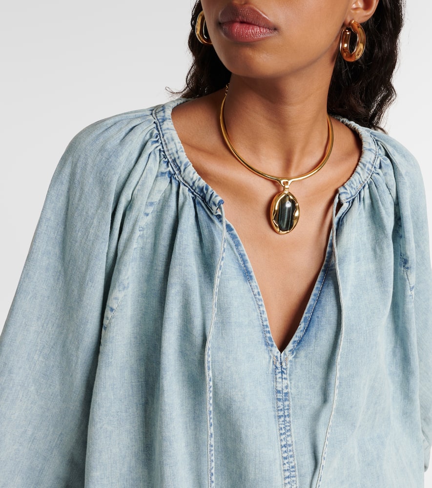 Cotton and linen denim top