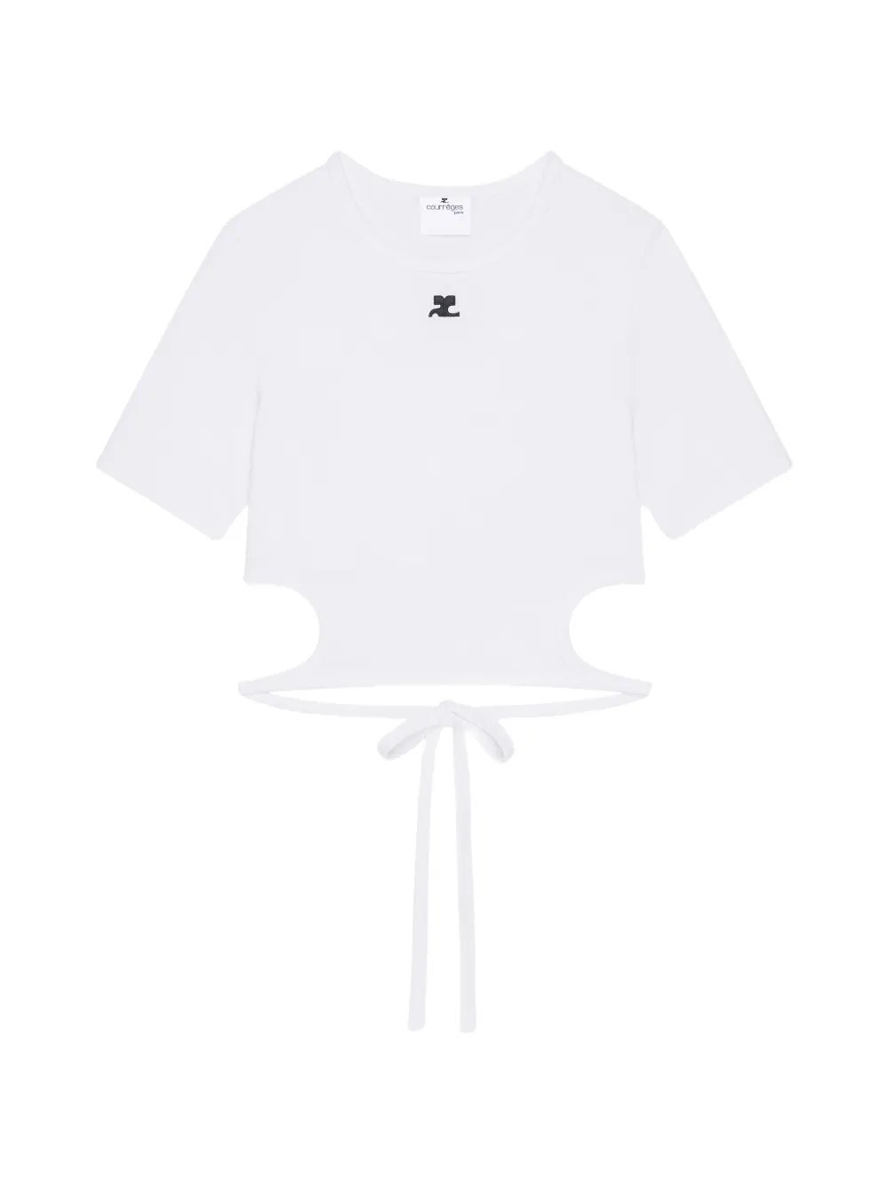 Ribbon Cut Out Contrast T-Shirt