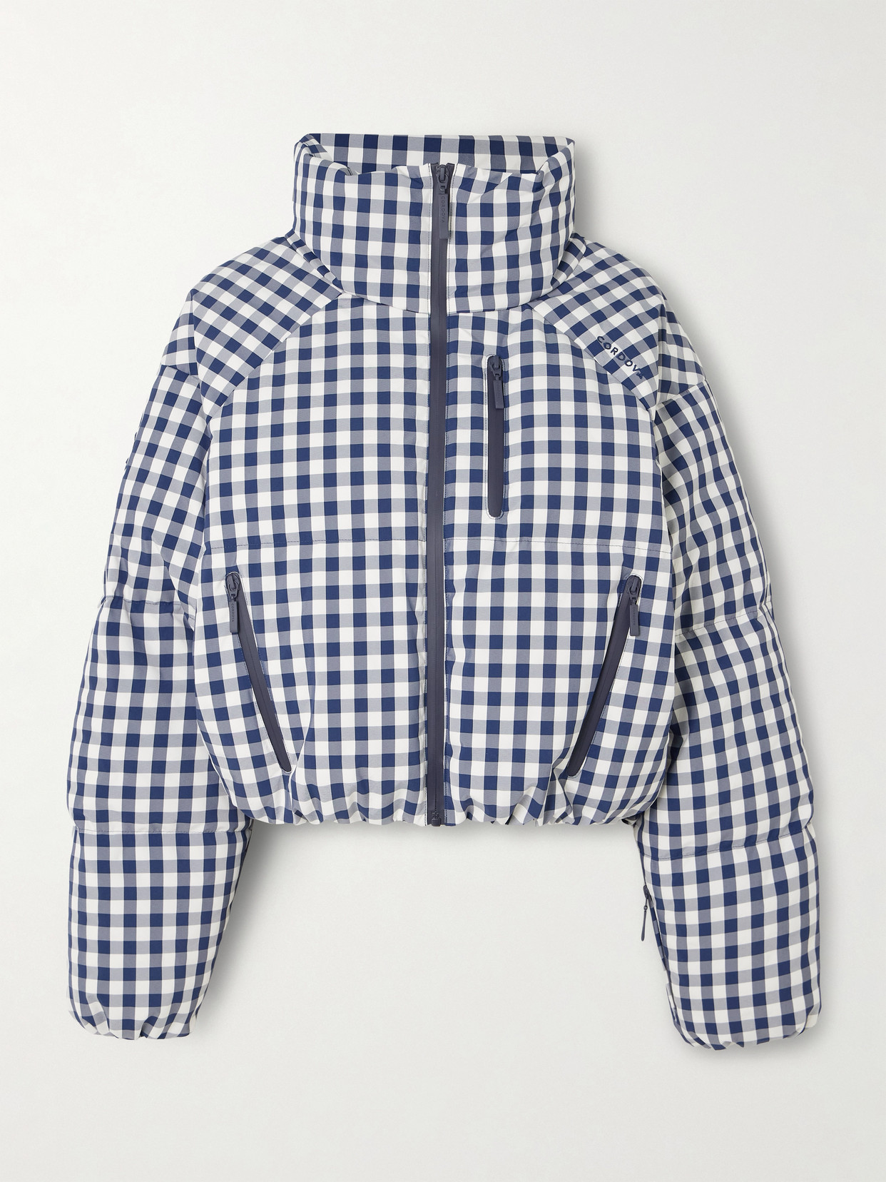 Cortina Cropped Gingham Quilted Down Ski Jacket - Blue
