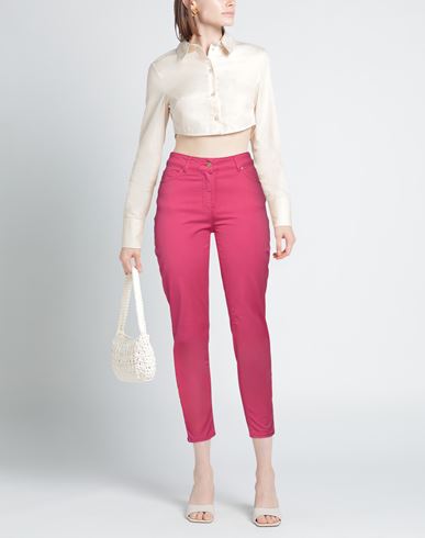 Woman Pants Fuchsia Size 6 Cotton, Elastane