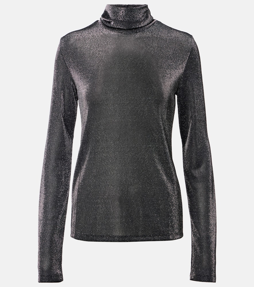 Jadia jersey lamé turtleneck top