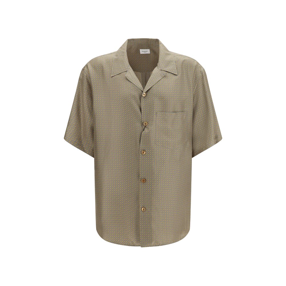 Geometric Silk Pattern Shirt — Beige