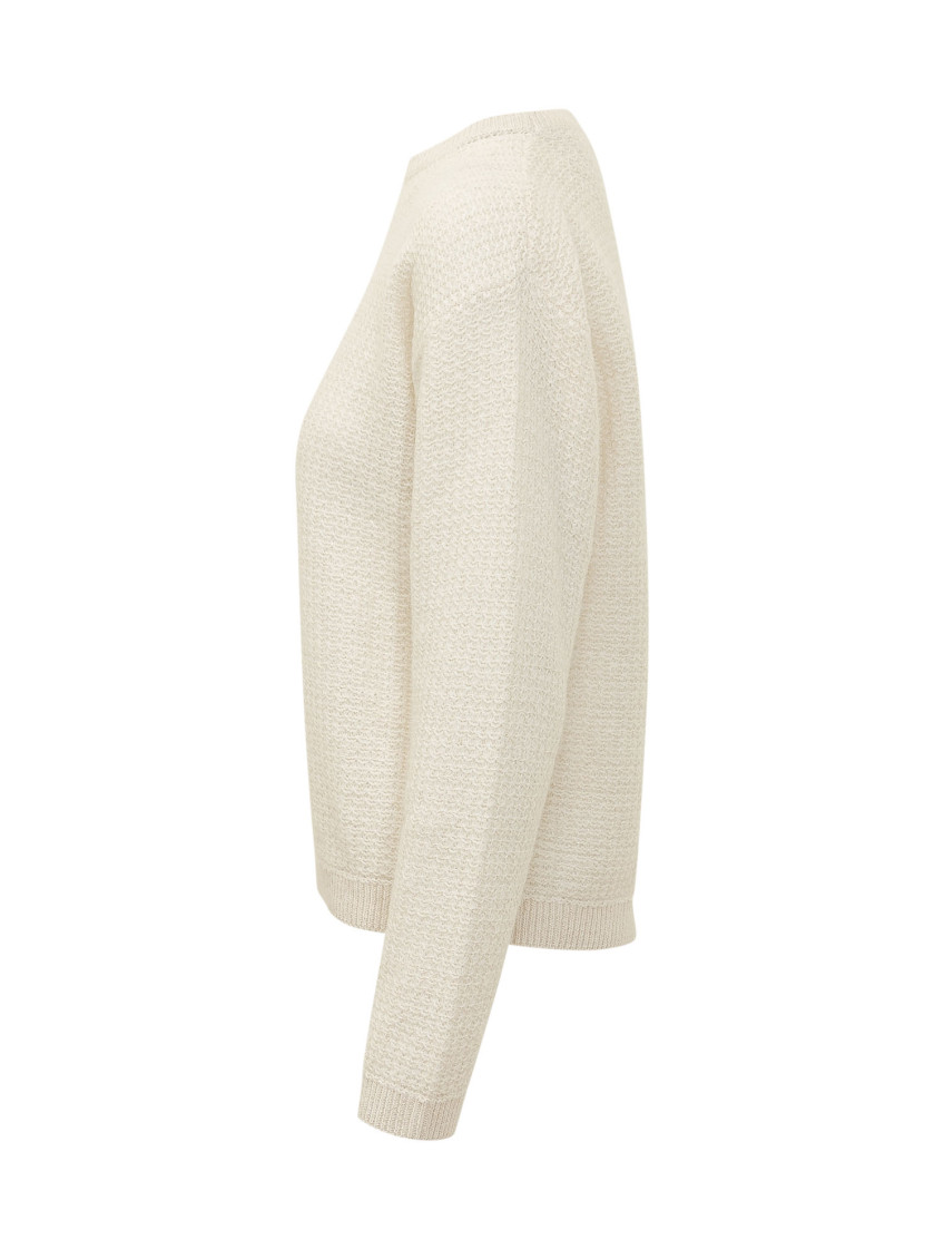 Off White Knitted Crew Neck Sweater