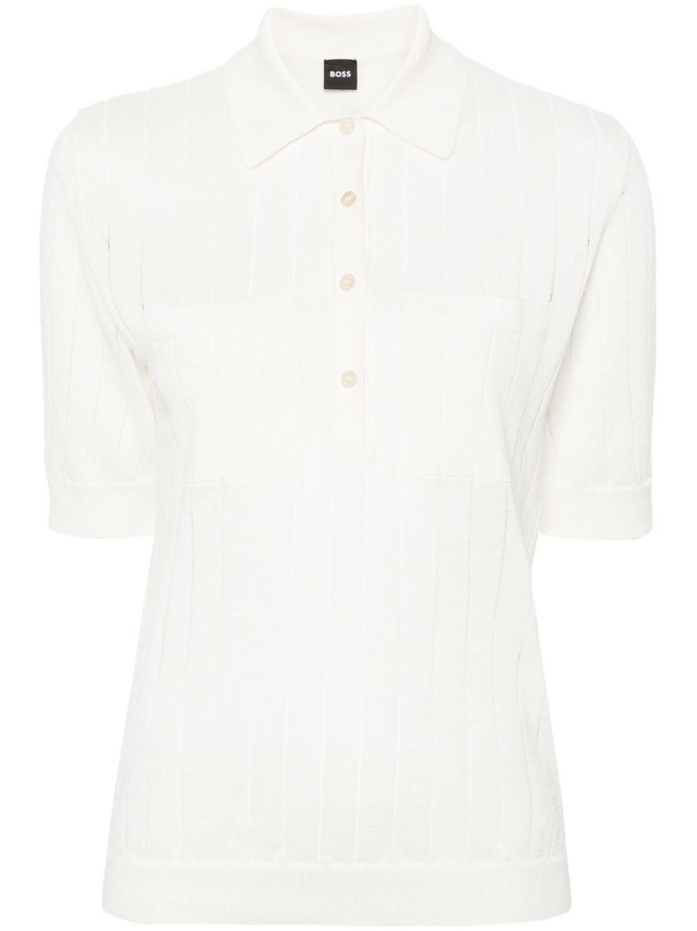 Ribbed linen-blend polo shirt - White