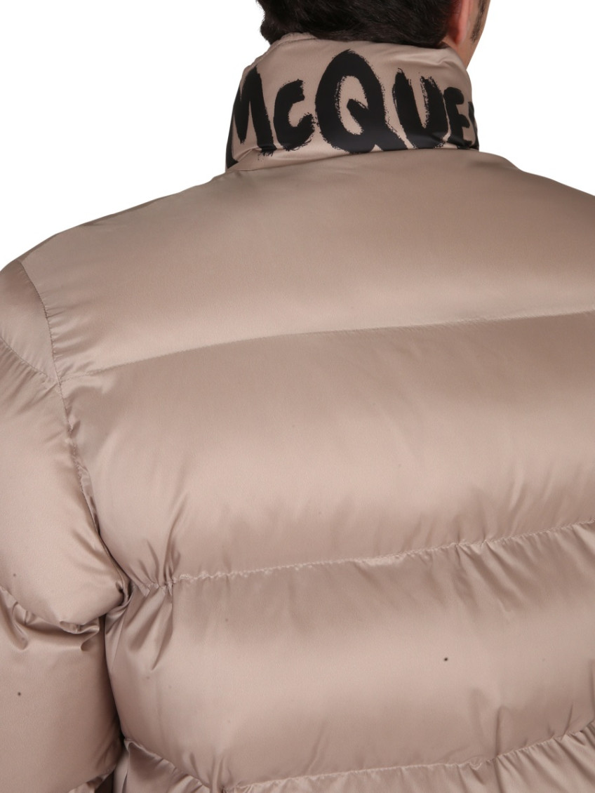 Graffiti-print puffer jacket