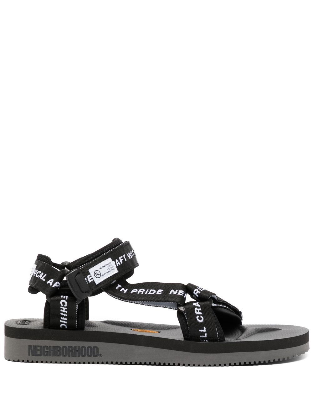 Logo-tape flat sandals - Black