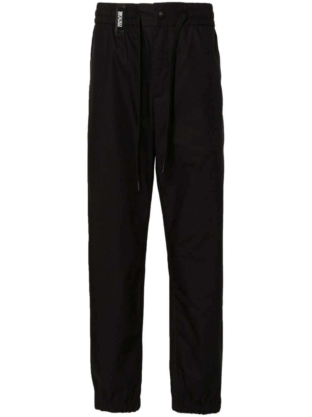 Logo-strap tapered-leg trousers - Black