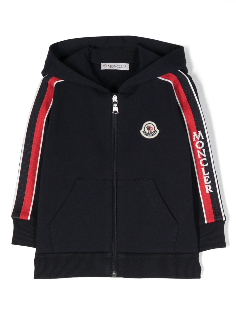 Logo-patch zipped jersey hoodie - Blue