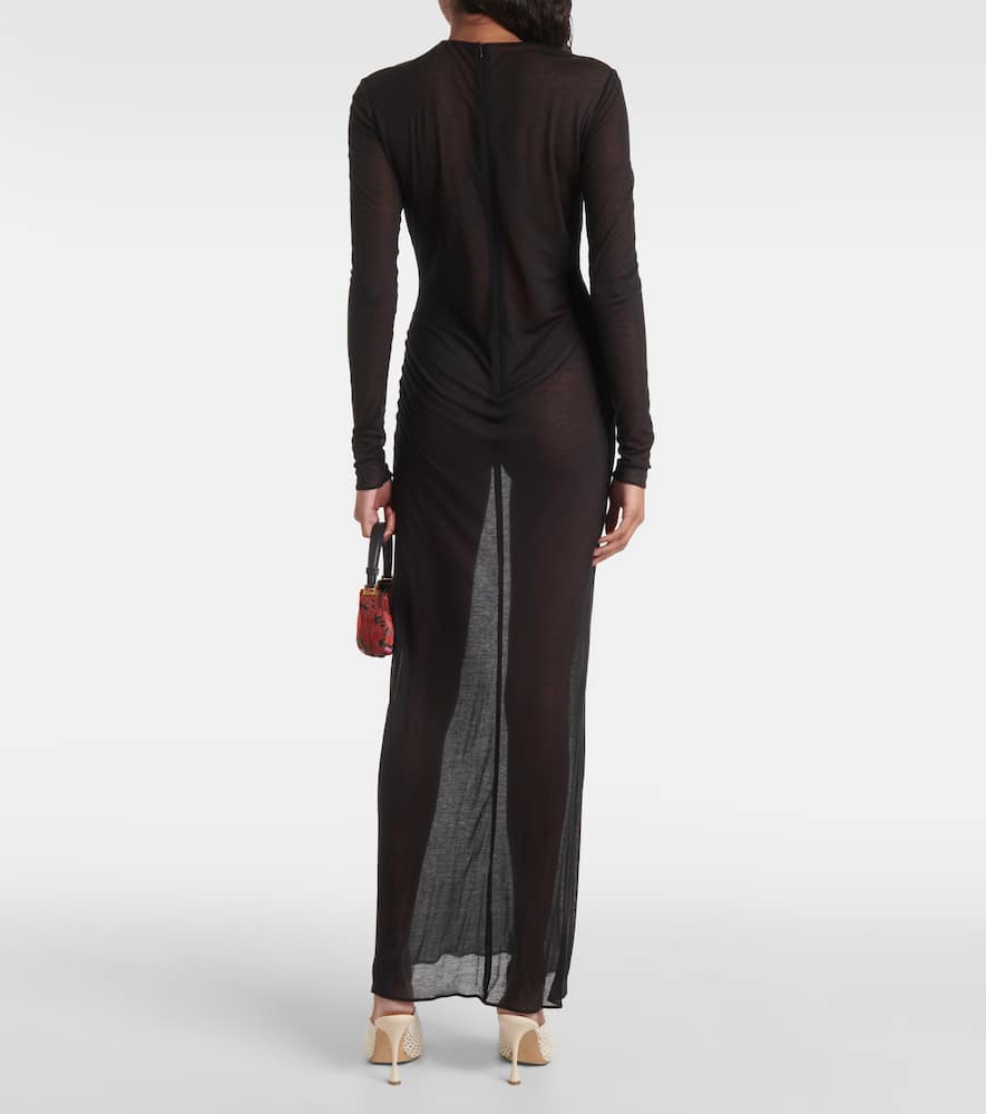 Crochet-trimmed jersey maxi dress