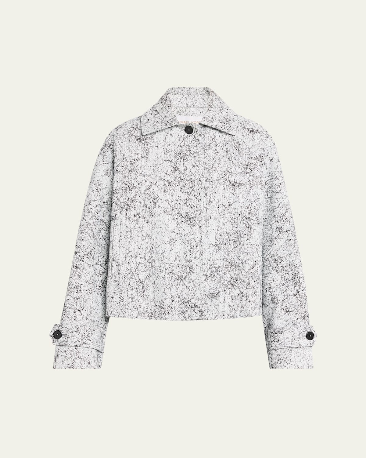 Balmacaan Cracked-Print Cotton Jacket