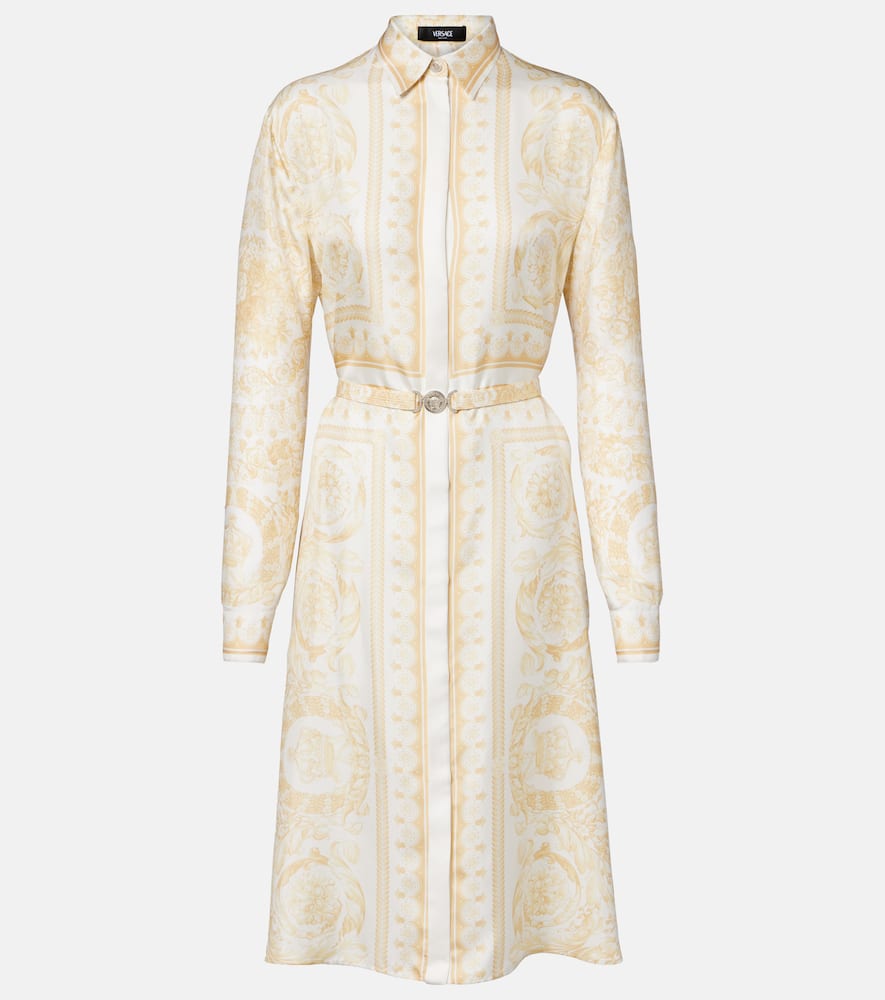 Barocco silk twill shirt dress