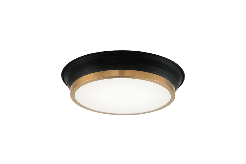 Black Aged Gold Brass One Light Ceiling Mount from the Jaxx Collection