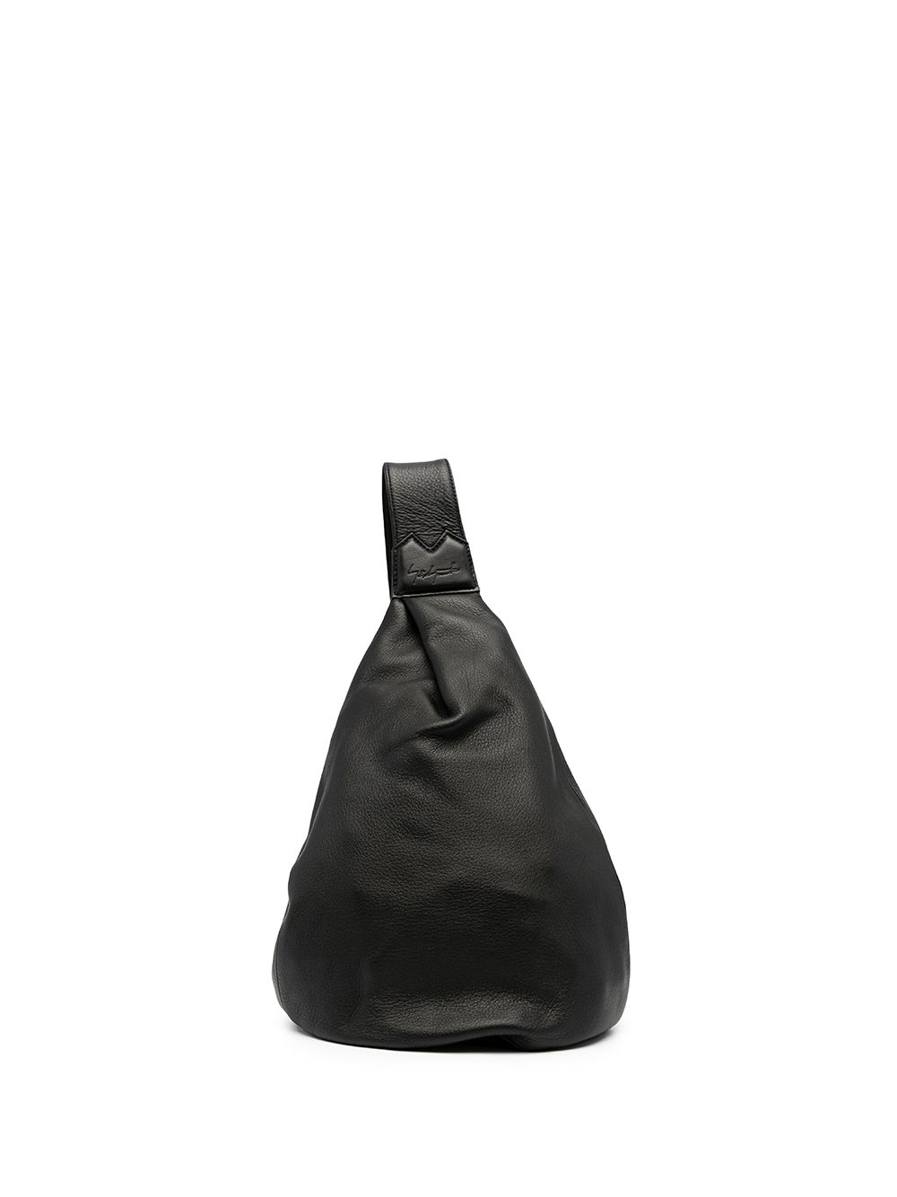 Logo-embossed leather shoulder bag - Black