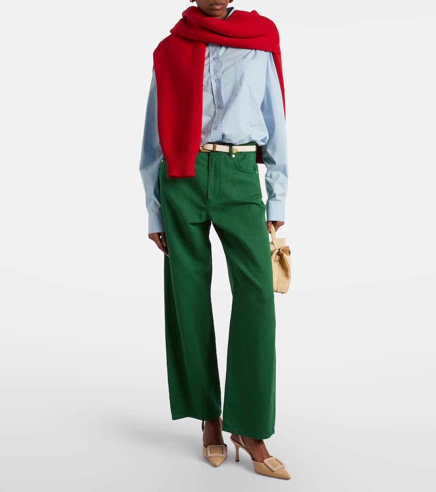 Onorata cotton and linen wide-leg pants