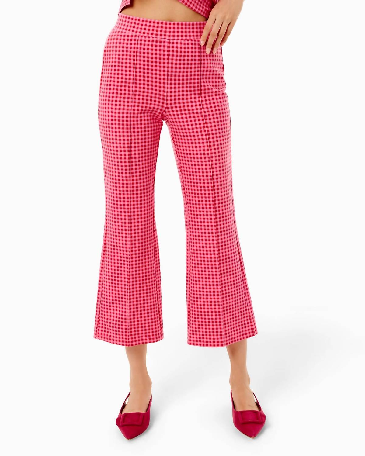 Ponte Waverly Pants In Rose Check