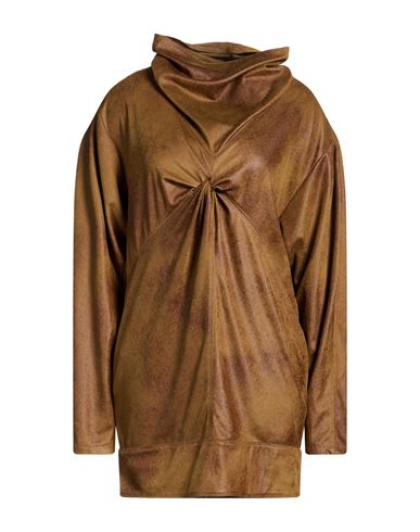 Woman Mini dress Khaki Size 4 Polyester, Elastane